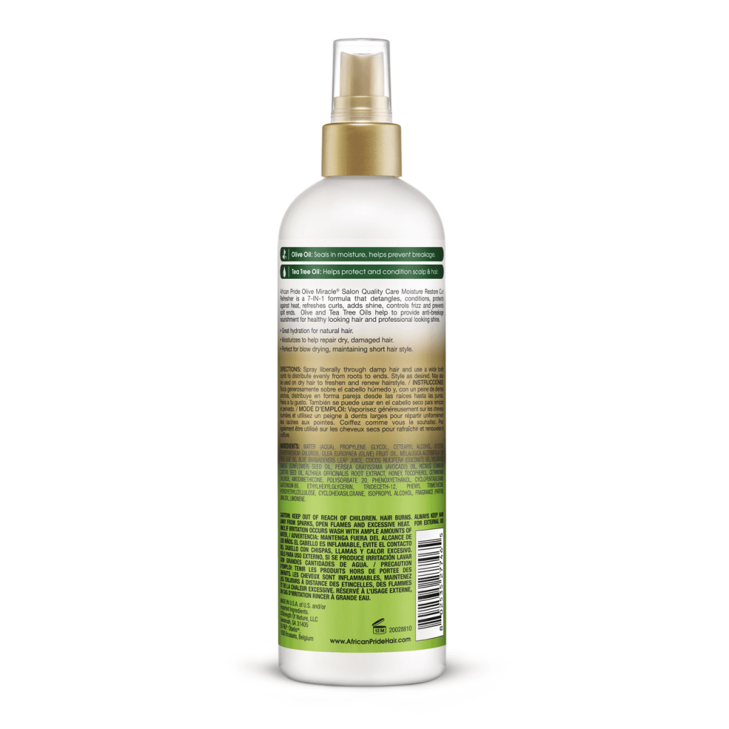 African Pride - OLIVE MIRACLE MOISTURE RESTORE CURL REFRESHER, 12FL OZ - Trends Beauty Australia