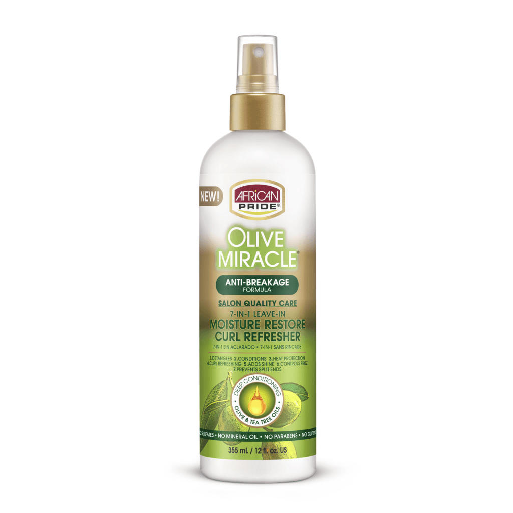 African Pride - OLIVE MIRACLE MOISTURE RESTORE CURL REFRESHER, 12FL OZ - Trends Beauty Australia