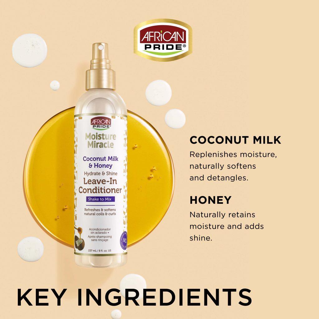 African Pride - Moisture Miracle Coconut Milk & Honey Leave-In Spray 8oz-Trends Beauty Australia