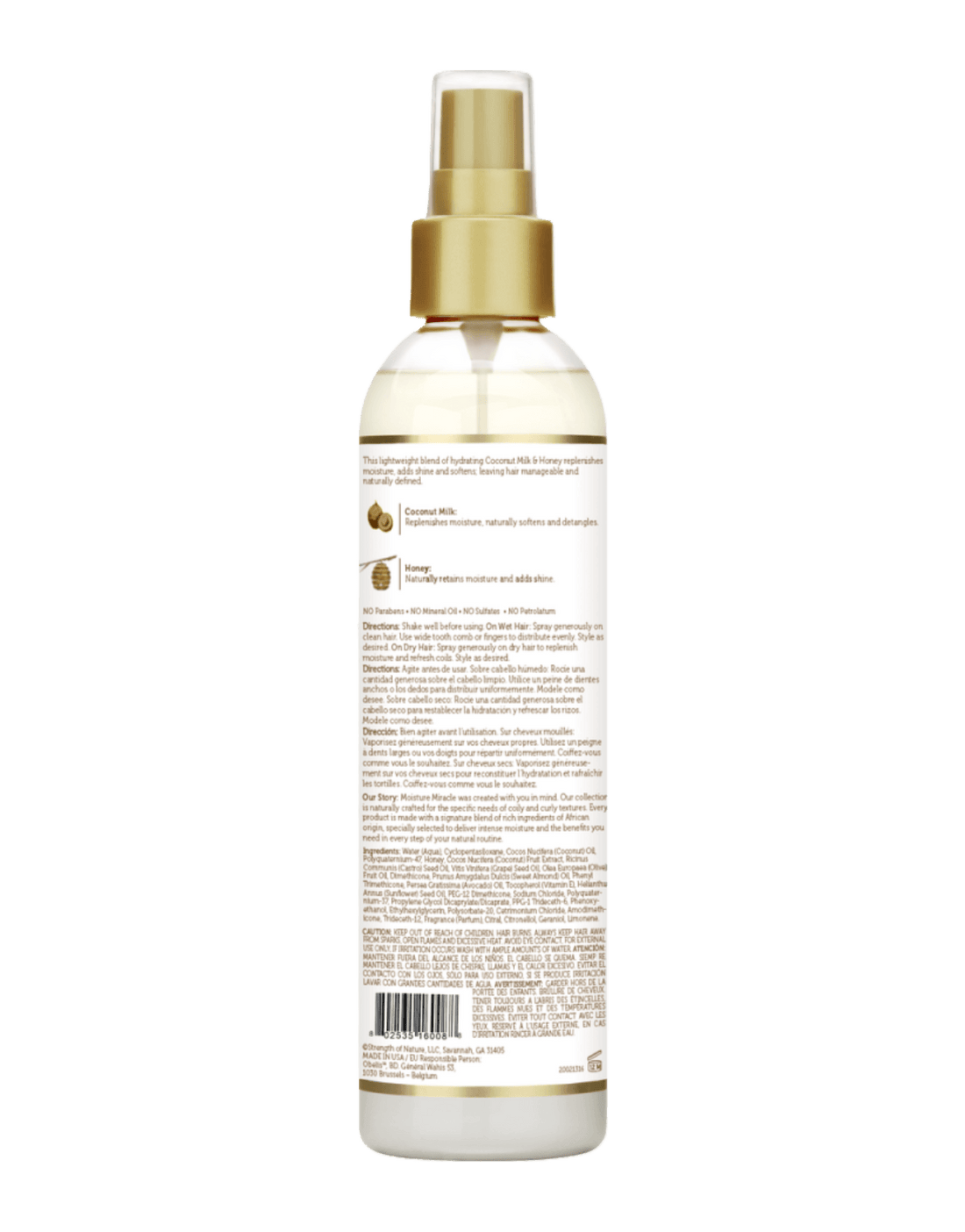 African Pride - Moisture Miracle Coconut Milk & Honey Leave-In Spray 8oz-Trends Beauty Australia