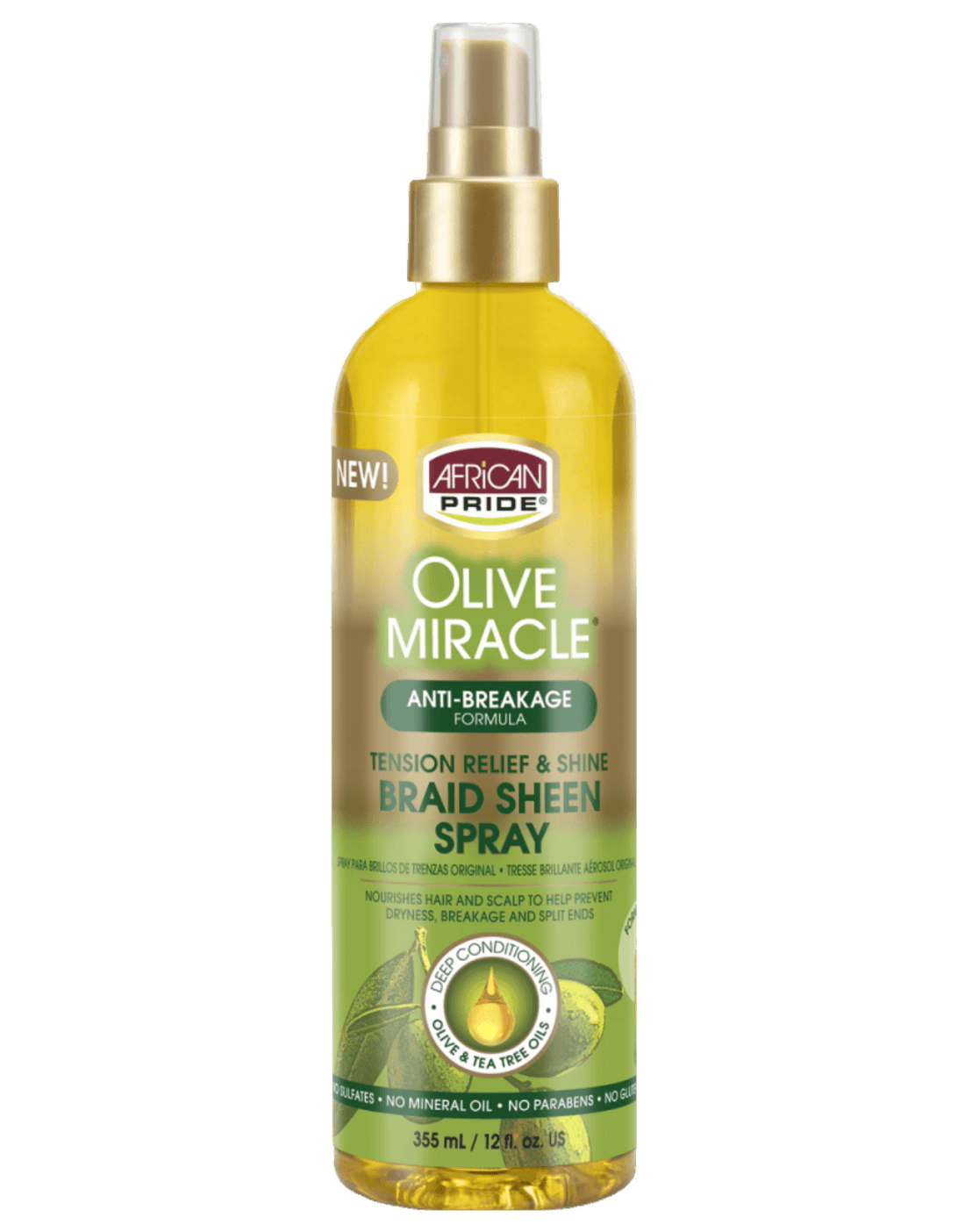 African Pride - Olive Miracle Braid Sheen Spray 12oz-Trends Beauty Australia