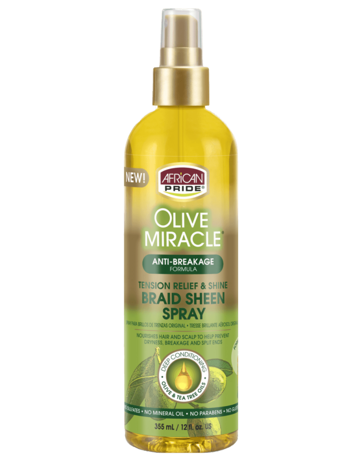 African Pride - Olive Miracle Braid Sheen Spray 12oz-Trends Beauty Australia