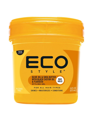 Eco - Olive Oil & Shea Butter, Black Castor & Flaxseed Oil Styling Gel (Gold) 16oz