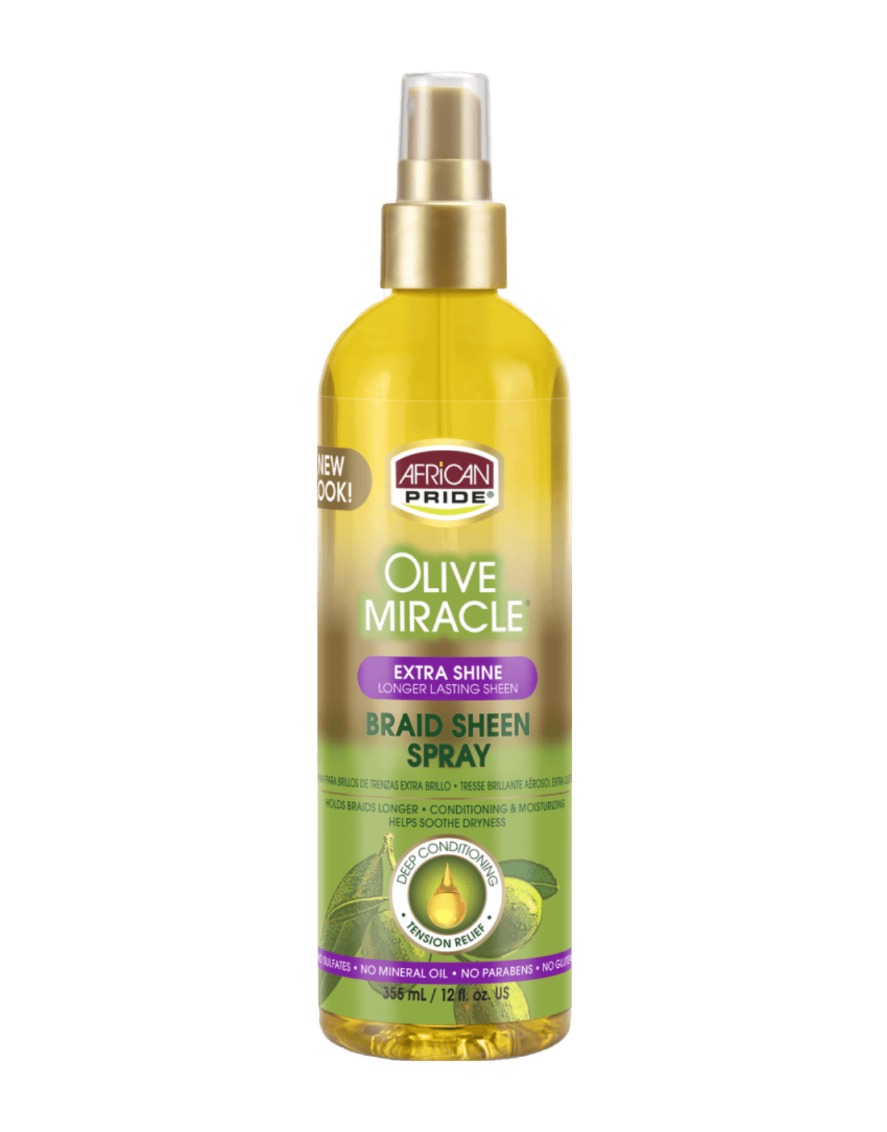 African Pride - Olive Miracle Braid Sheen Spray Extra Shine 12oz-Trends Beauty Australia