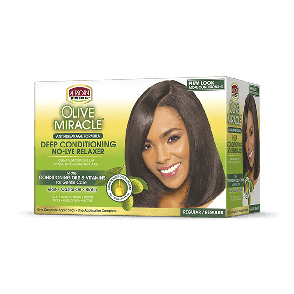 African Pride - Olive Miracle Deep Conditioner No-Lye Relaxer Kit Regular-Trends Beauty Australia